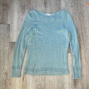 Bendetta B Merino Wool Cashmere Blend pullover crewneck Sweater green blue
